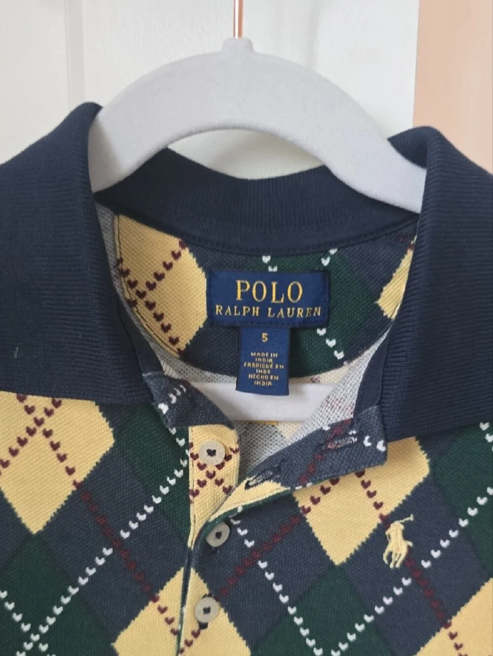 Polo by Ralph Lauren Navy, Green & Yellow Argyle Polo Dress